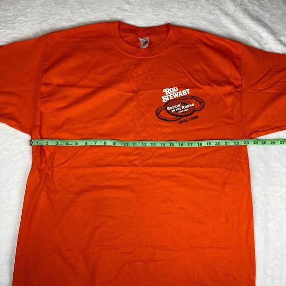 Gildan T Shirt Mens XL Orange Cotton Rod Stewart Short Sleeve Crew Neck Pullover - Picture 4 of 7